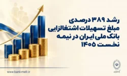 رشد ۳۸۹ درصدی مبلغ تسهیلات اشتغالزایی بانک ملی ایران در نیمه نخست ۱۴۰۵